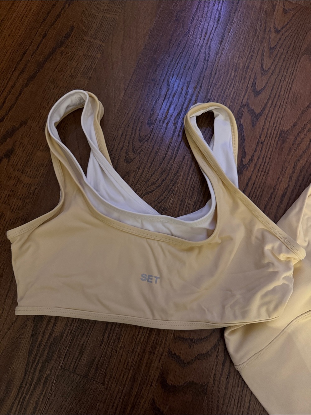 SET Active Yellow Scoop-Neck Sports Bra with White Trim